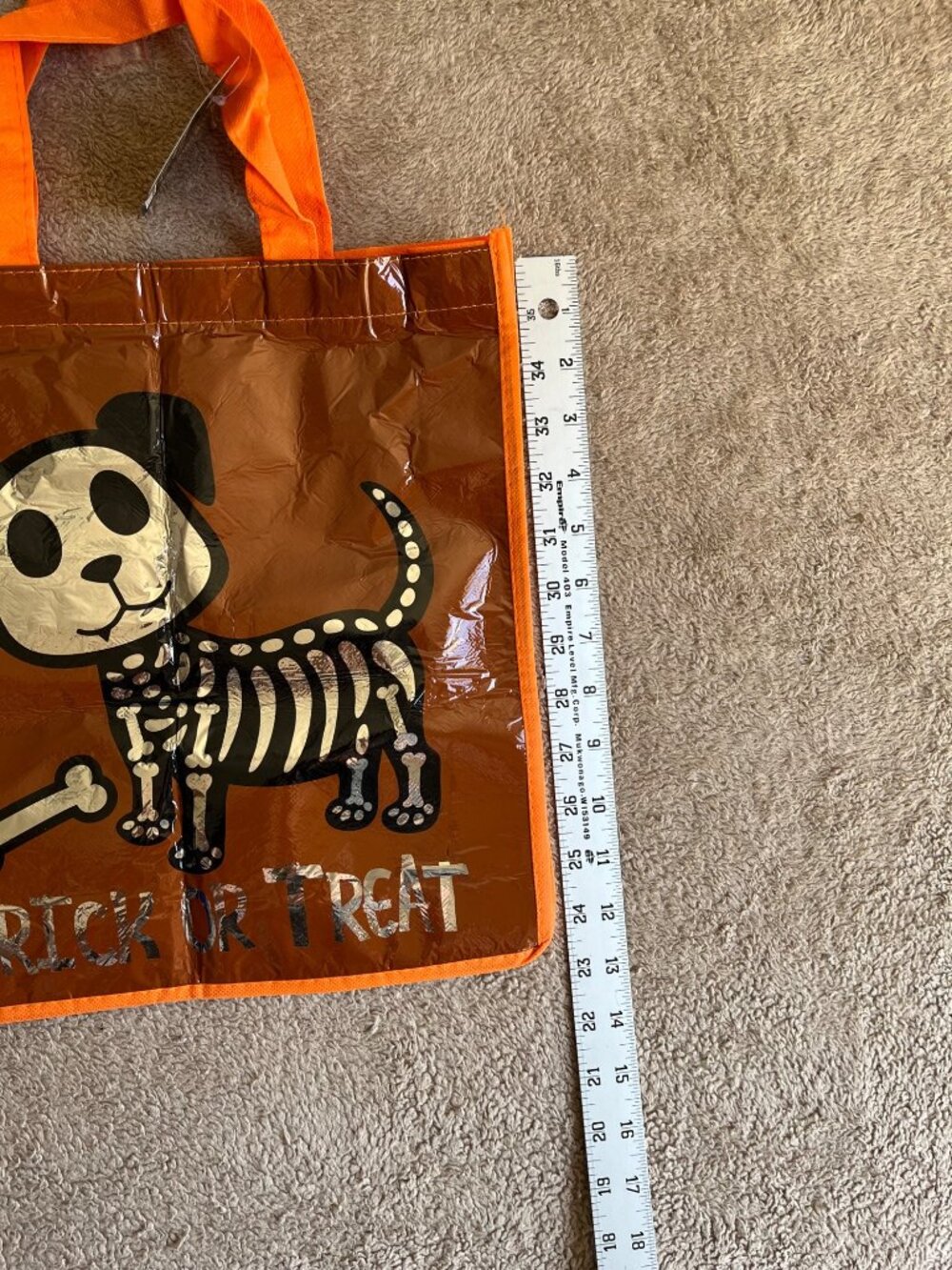 Set Of 2 Halloween Trick Or Treat Tote Bags Skeleton Cat & Dog Designs Reusable - Picture 3 of 11